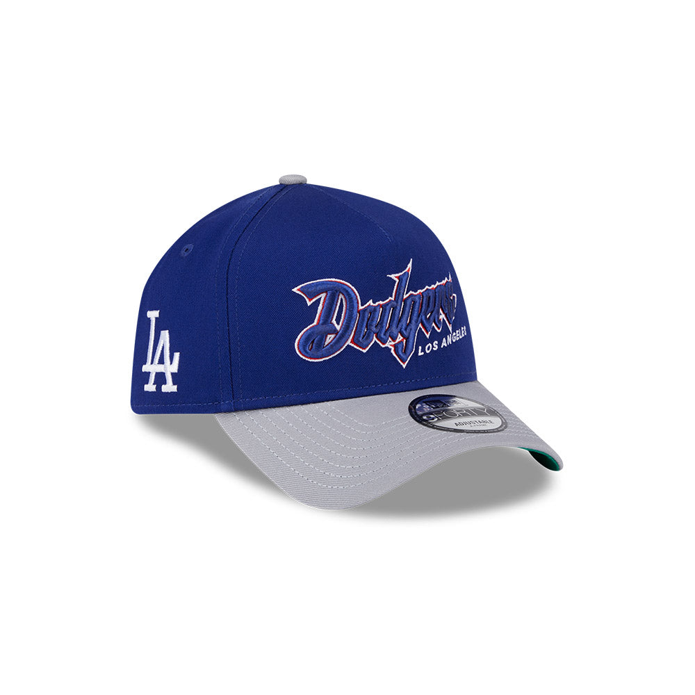 LA Dodgers Hat - Script 2-Tone Official Team Colour 9Forty A-Frame MLB Snapback Cap - New Era